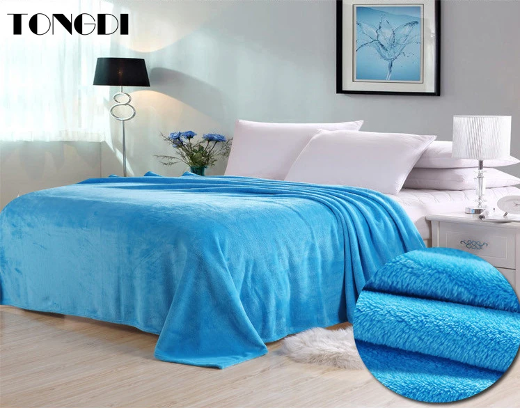 Утолщенное мягкое теплое Флисовое одеяло TONGDI с легкими панелями однотонное