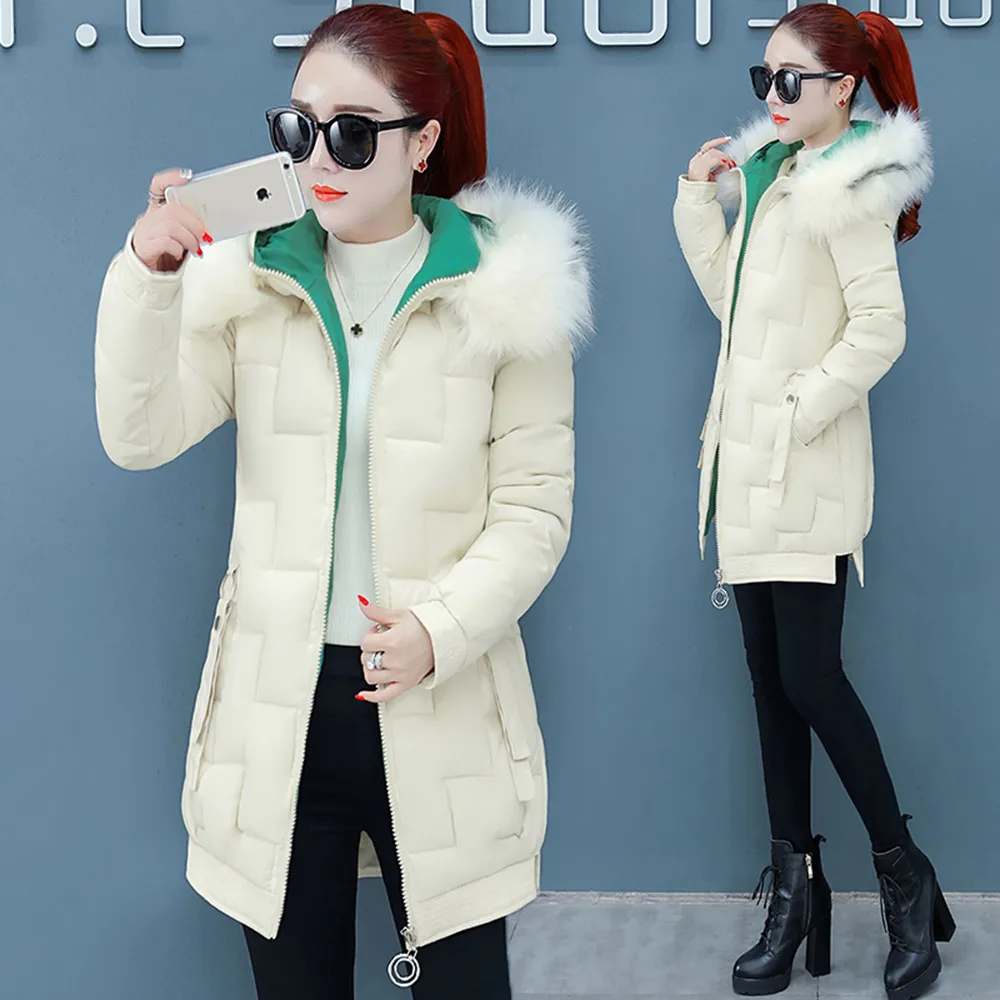 Beige PinkyIsBlack модный легкий мех зимняя куртка для женщин с хлопковой подкладкой теплое толстое Женское зимнее пальто Длинная Парка женская куртка - Color: Beige
