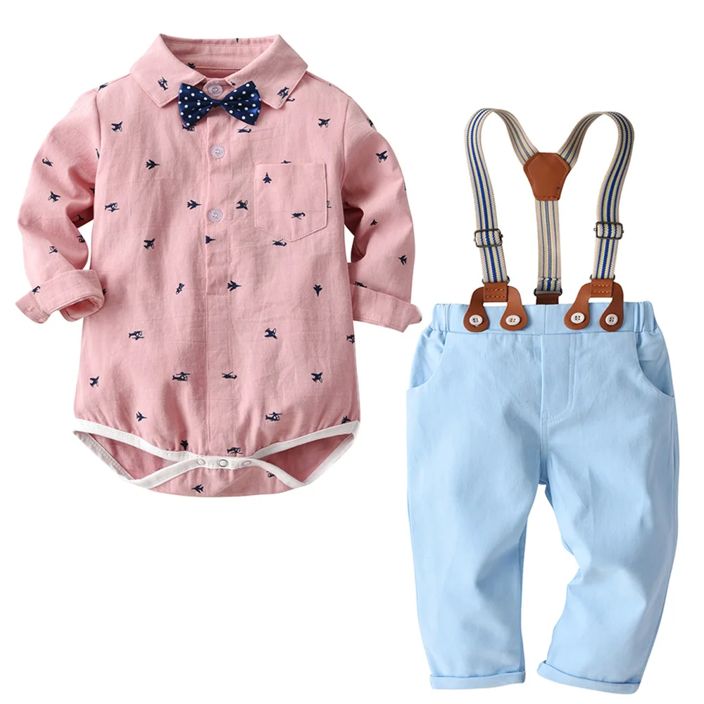 New Fashion Baby Boy Clothes Kids Gentleman Newborn T-shirt Pants Bebes Korean Thanksgiving Outfits Children Clothing |