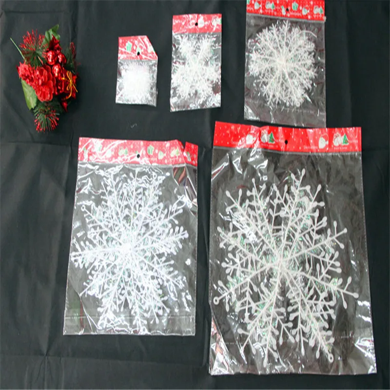 3Pcs White Plastic Fake Snowflake Christmas Party Hanging Pendants New Year Xmas Tree Ornaments Navidad Home Decoration