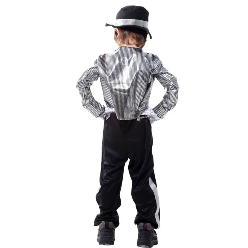 Серебристый крутой костюм Майка Джексона для мальчиков детский певицы на