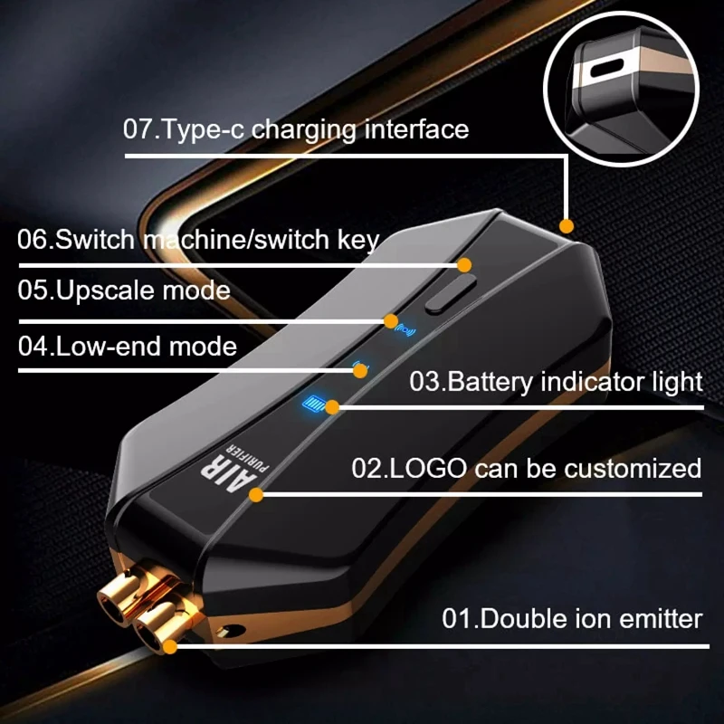 

Air Purifier Necklace Mini Personal Wearable Necklace Negative Ion Generator Car Air Freshener Low Noise Random Color