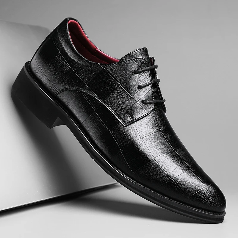 Роскошные деловые туфли оксфорды Обувь из натуральной кожи Мужская Черная