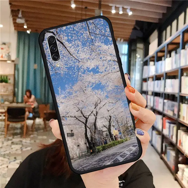 

Japanese cherry blossom street view Phone Case For Samsung galaxy A S note 10 7 8 9 20 30 31 40 50 51 70 71 21 s ultra plus