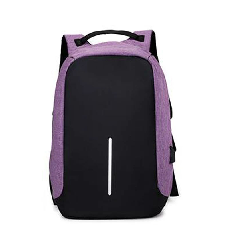 Рюкзак с защитой от кражи, рюкзак для путешествий, mochila, рюкзак большой емкости, USB, мужской рюкзак для ноутбука, школьные сумки для колледжа, mochila Anti roubo - Цвет: Фиолетовый