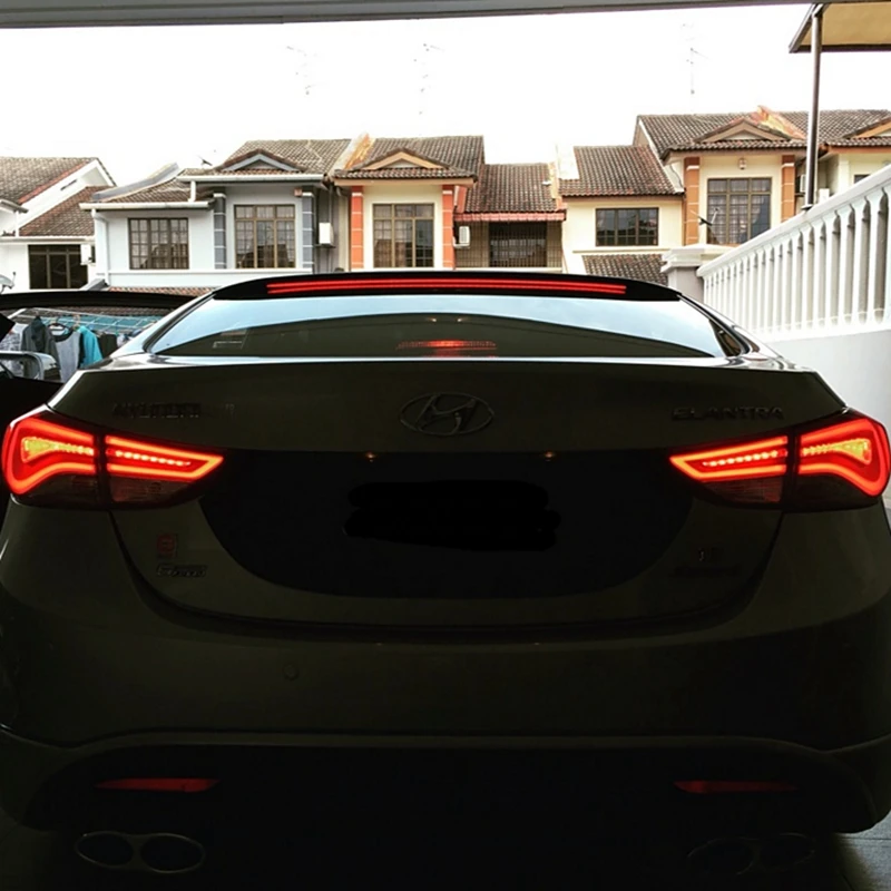 

For Hyundai Elantra 2012-2016 Roof Spoiler Elantra Spoiler with Led Light High Quality Abs Material Car Rear Wing Black Spoiler