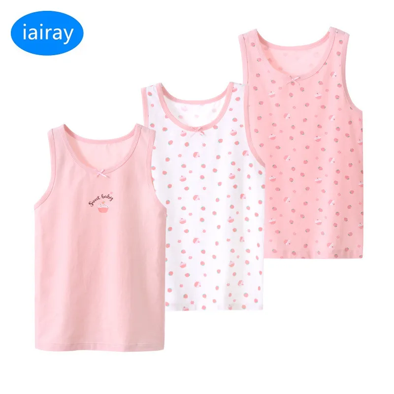 

iairay summer vest tank tops for girls kids undershirt cotton top cute underwear children vest sleeveless shirt kids clothing