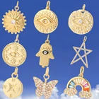 Подвеска сделай сам глаз для изготовления ювелирных изделий для женщин Набор-тройка подвеска-браслет-ожерелье для женщин, инкрустированный таинственным золотым медным цирконием