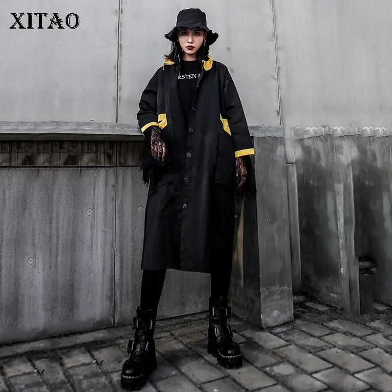XITAO плюс размер мозаичное яркое цветное Тренч Женская одежда 2019 модное