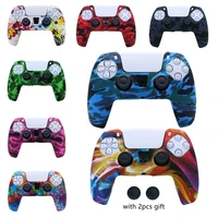 soft silicone skin protective case for sony playstation 5 ps5 controller camo anti slip cover thumb grips joystick caps