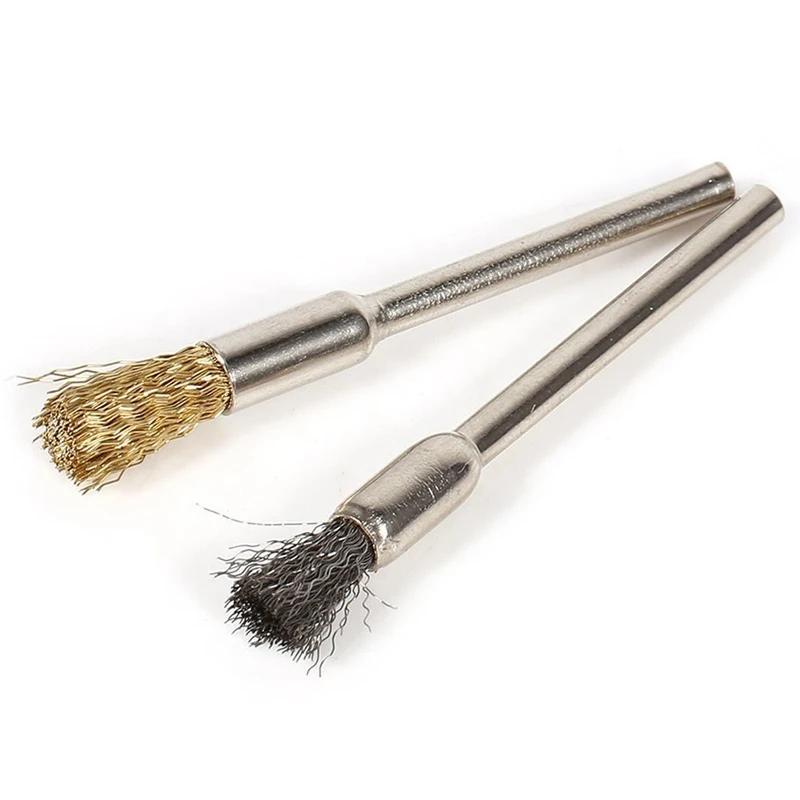 

44 Pieces Mini Wire Brush Wheel Cup Brass Steel Wire Brush Set 1/8inch (3mm) Shank For Power Dremel Rotary Tools Polishing Buffi