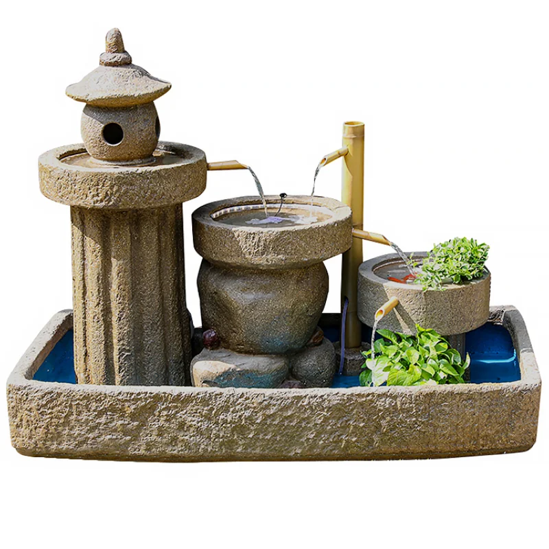 

Большая вилла zq, двор, циркулирующий водный пейзаж, уличный Балконный угол, бамбуковый бассейн, фонтан, напольное украшение