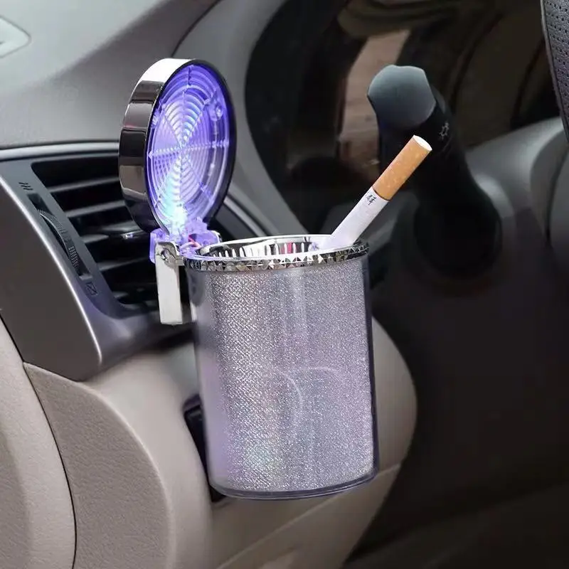 

Cenicero Con luz LED Cigarrillo Y Puro Contenedor De Cenicero Botella De Gas Soporte Para Taza De Humo Suministros Para Coche