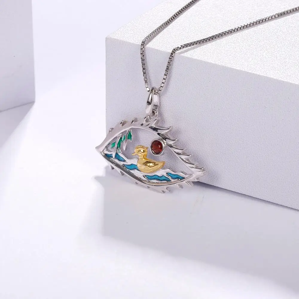 Женское ожерелье из серебра 925 пробы с красным гранатом|Подвески| |