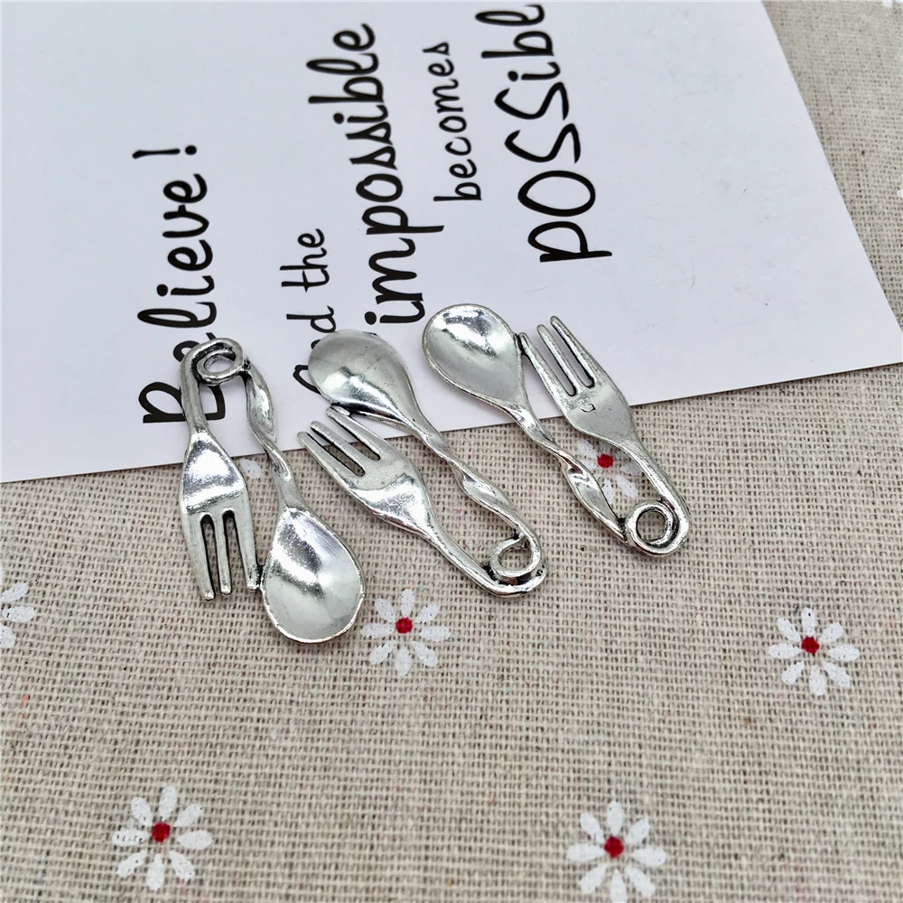20 шт. Металл столовые приборы ложка вилка Подвески подходят для ожерелья серьги