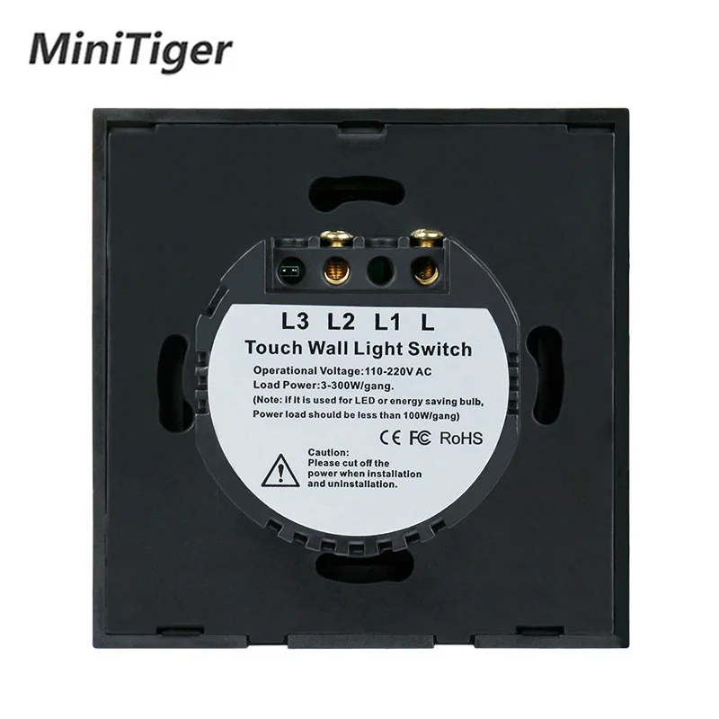 Minitiger ЕС Стандартный сенсорный выключатель света 2 банды Кристалл стеклянная