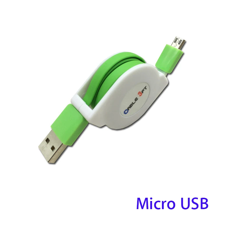 Green Micro usb 2/3 м микро USB Выдвижной зарядный кабель для Samsung Galaxy J3, J5, J7 года Redmi 8 7A 7 6 портативное зарядное устройство адаптер кабель - Цвет: Green Micro usb