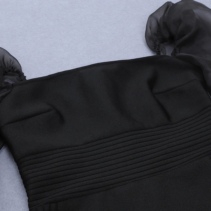 

Free Shipping Wholesale Women's Dress Black Net Yarn Long Sleeves Stretch Knit Sexy Celebrity Cocktail Party Bandage Dress