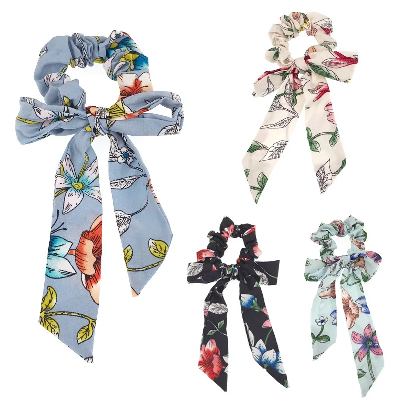 

Retro Bow Streamers Hair Ring Ins Fashion Ribbon Girl Hair Bands Scrunchies Ponytail Hair Bows Girl Holder Rope Hair Accessories