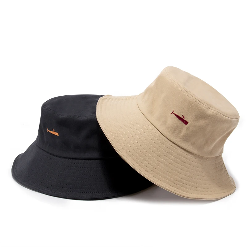 HUOBAO New Fashion Embroidery Shark Outdoor Travel Bucket Hats For Women Ladies