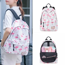 Women Laptop Backpack School Bags for Teenager Girls Bagpack Mochila Feminina Escolar Flamingo Rucksack Stylish Canvas Backpacks