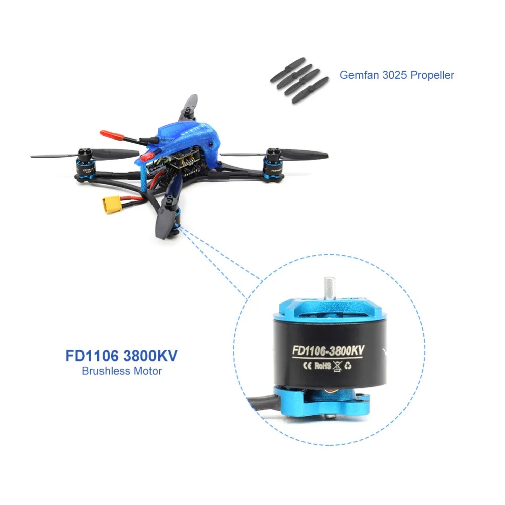 HGLRC Parrot132 FPV гоночный Дрон BNF F411 управление полетом 13A 4в1 ESC 1106 3800 кв мотор