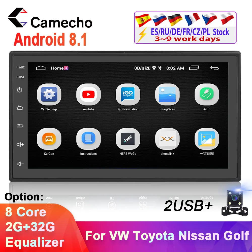 Автомагнитола Camecho мультимедийный плеер на Android с GPS для VW Ford Focus mk2 bmw e90 audi a3 Kia Golf