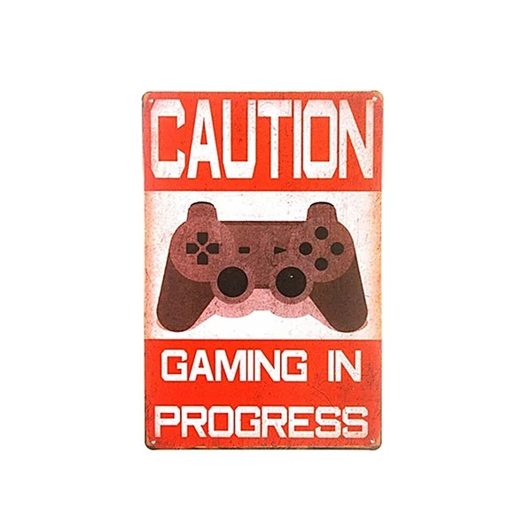 

Generic Caution Gaming In Progress Vintage Metal Plates Cafe Bar Pub Club Home Wall Decor Tin Signs Retro Plaque Gift For Kids
