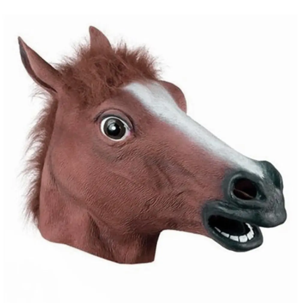 

Креативная маска на Хэллоуин, латексная маска на голову лошади для выпускного вечера, маска на голову с животными, головной убор для лошади, ...
