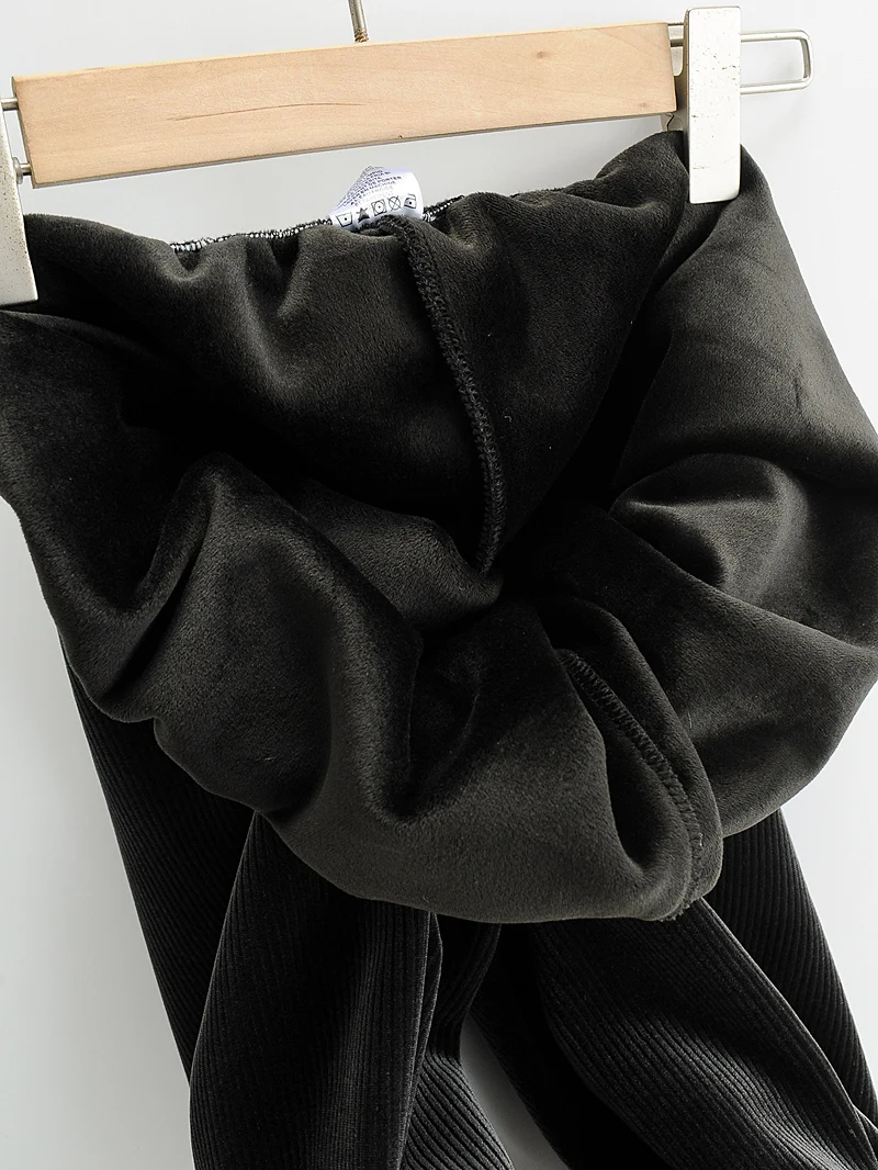 

2020 Free Inspirit New Arrival Winter Thick Female Pants Solid Casual Composite Corduroy Women's Wide Leg Pants