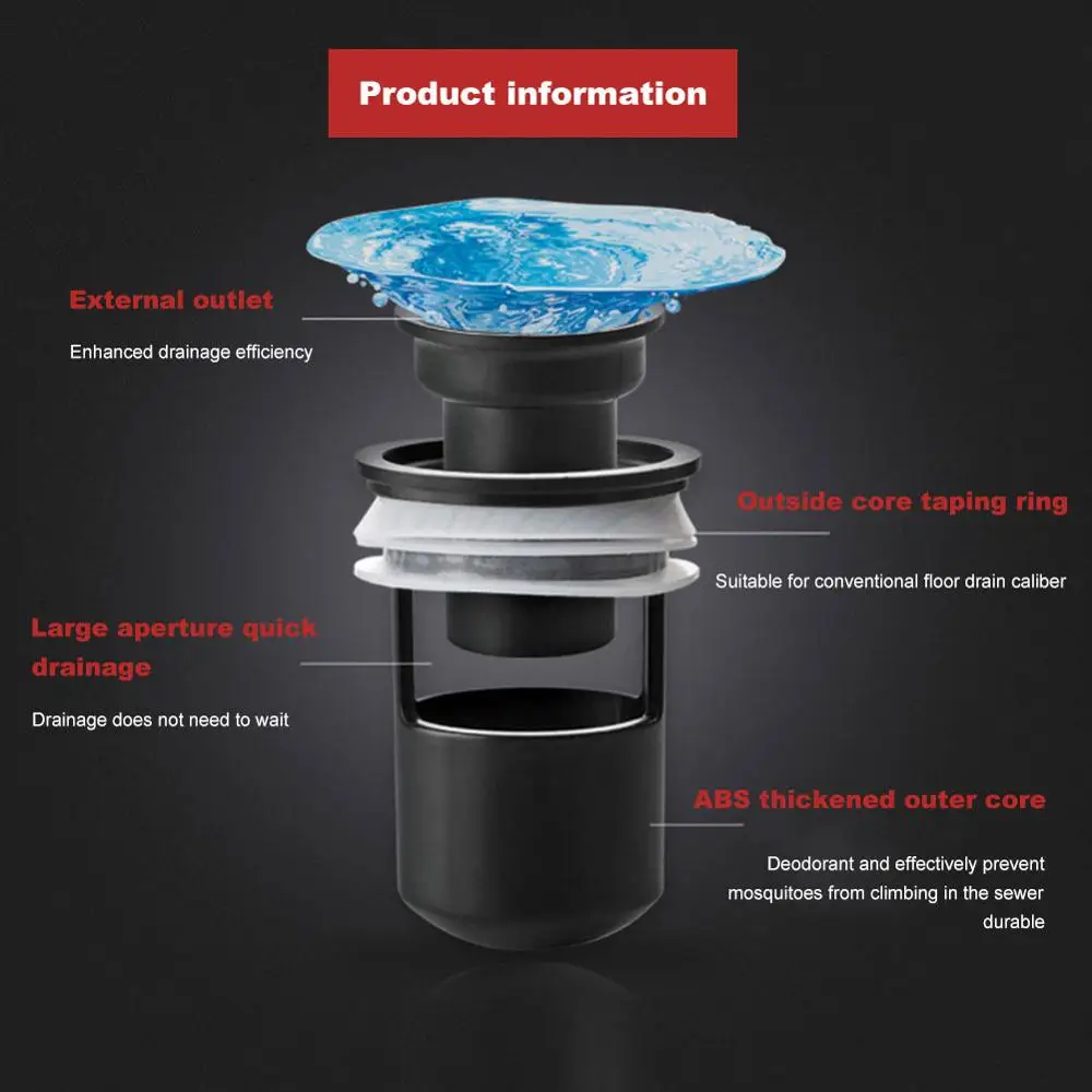 

Kitchen Toilet Floor Drains FilterSilicone Sewer Core Bathroom Deodorant Waste Drain Strainer Cover Anti-odor Backflow Filter