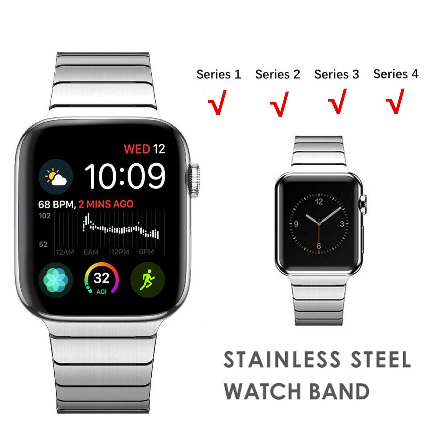 Ремешок-браслет для Apple Watch, Классическая пряжка-бабочка, ремешок из нержавеющей стали, аксессуары для часов 42, 38, 44, 40 мм, серия 5, 4, 3, 2