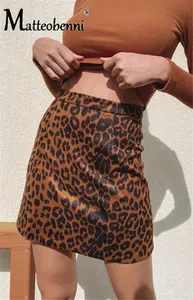 Юбка-трапеция Женская замшевая с леопардовым принтом, на молнии, с завышенной талией