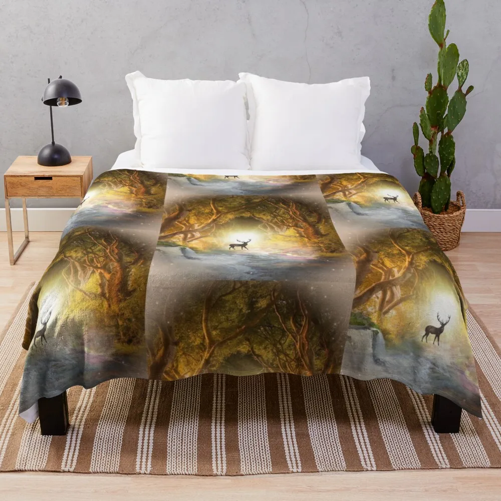 

Mystic Forest Blanket Bedding Sherpa Fleece Throw Blankets Bed Sofa Cover Child Kids Adults Gift Bedspread