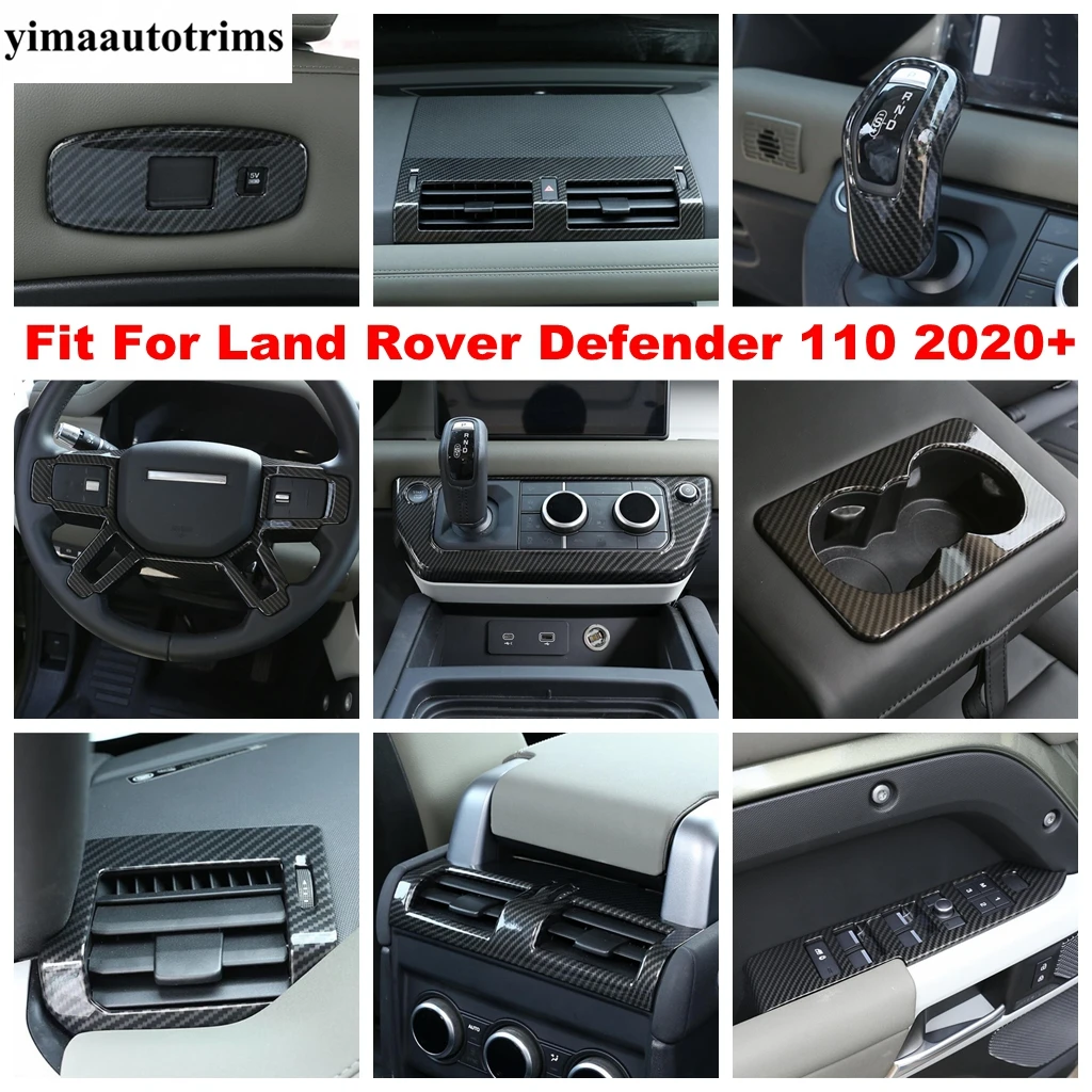 

For Land Rover Defender 110 2020 - 2022 Window Lift AC Air Vent Water Cup Panel Cover Trim ABS Carbon Fiber Accessories Interior