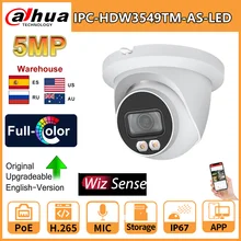 Dahua Full-Color IP Camera 5MP IPC-HDW3549TM-AS-LED Built-in Mic Warm LED Support SD Card ColorVu 12V DC/PoE IP67 WizSense Cam