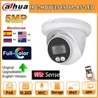 Камеры Dahua с разрешением Full-Цвет IP Камера 5MP IPC-HDW3549TM-AS-светодиодный Встроенный микрофон теплые светодиодный Поддержка SD карты Цвет Vu, работающего на постоянном токе 12 ВPoE IP67 WizSense Cam