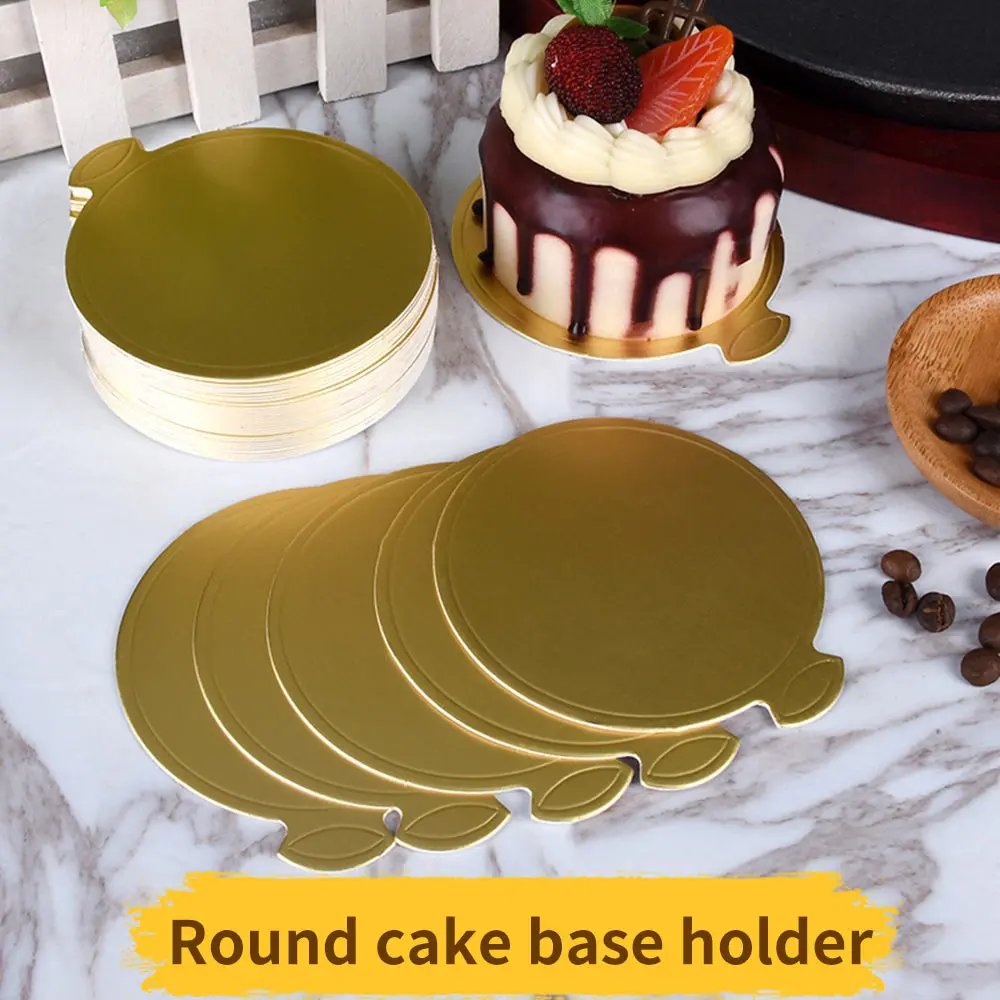 100 шт. 8 см круглый торт Панели золото Бумага кекс десерт показывает поднос