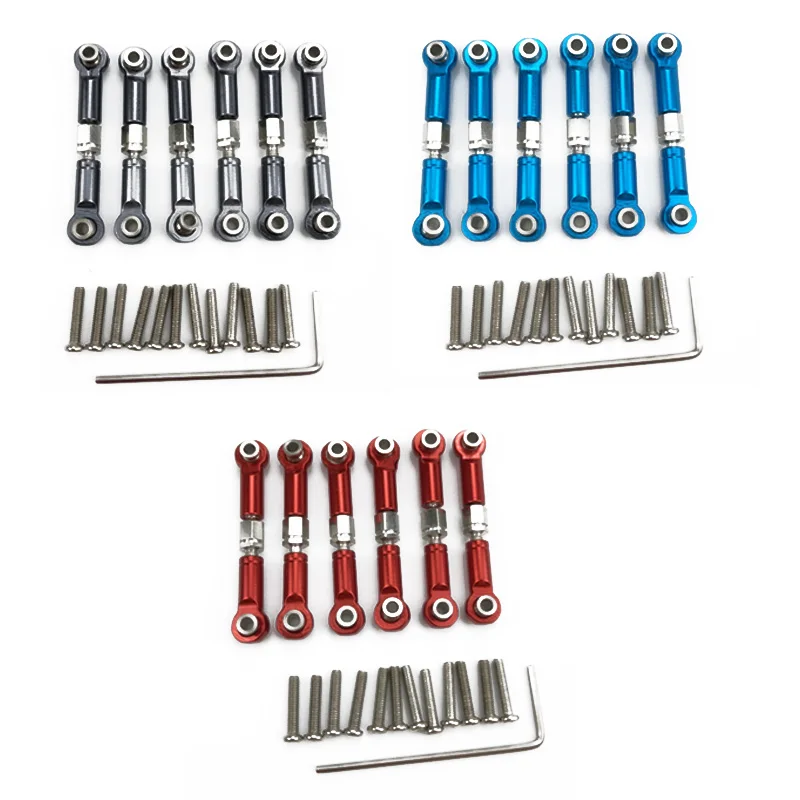 

6Pcs Adjustable Metal Linkage Pull Rod Front /Rear Servo Link for Wltoys A949 A959 A969 A979 K929 RC Car Upgrade Spare