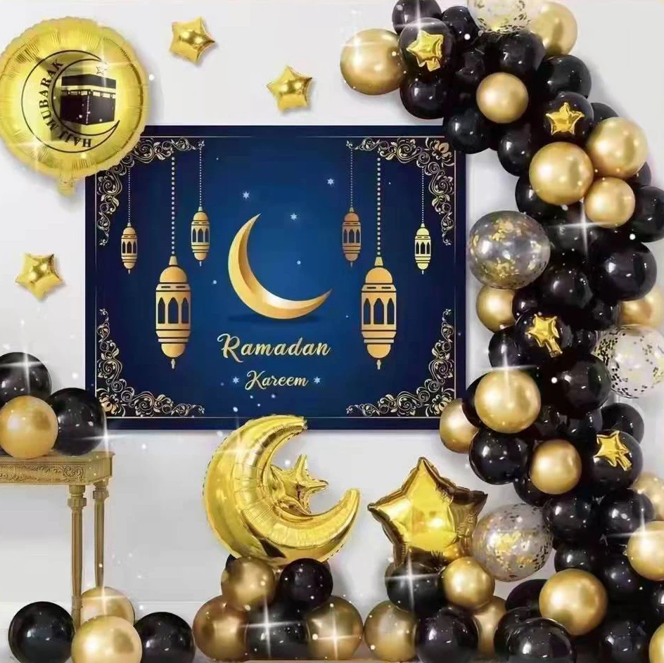

100 шт./компл. Eid Mubarak воздушные шары, гирлянда, блестящие золотые конфетти, яркие украшения для мусульманского праздника Рамадана, праздника