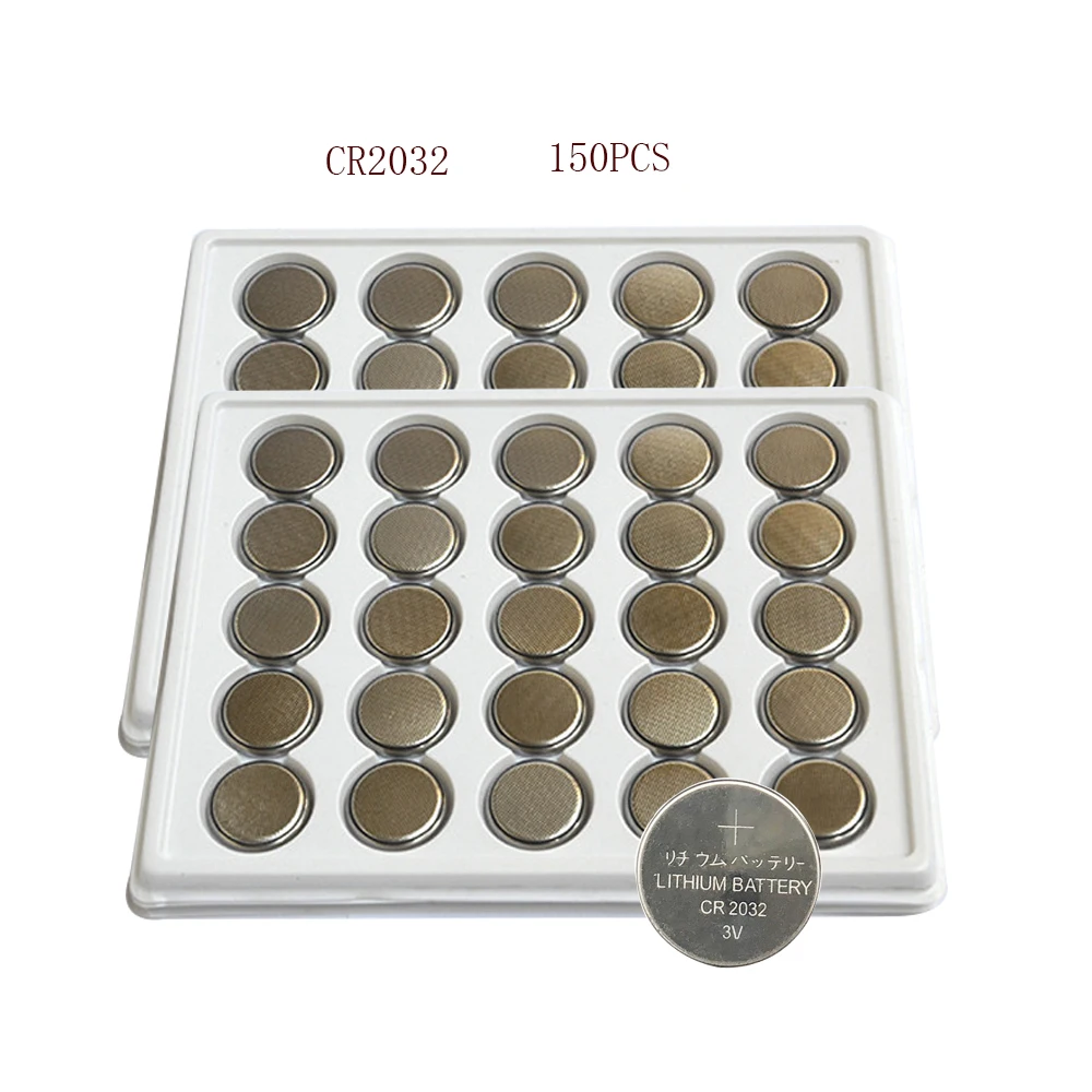 

150pcs 210mAh CR2032 Battery Button Cell Coin 3V Lithium Batteries CR 2032 BR2032 DL2032 ECR2032 For Watch Electronic Toy Remote