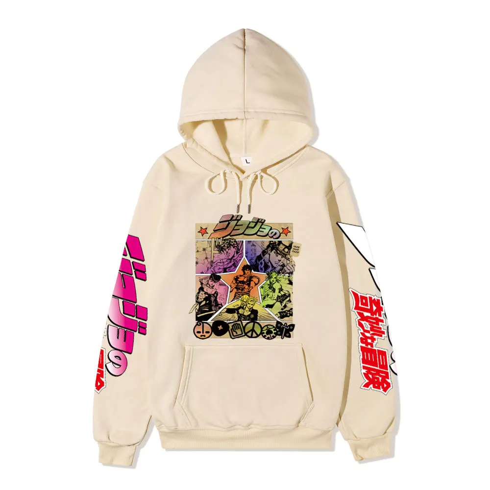 

Men's Fleece Hoodie Japanese Anime JOJO's Bizarre Adventure New Printed Hoodie Hip Hop Street Style Men's and Women's Hoodie