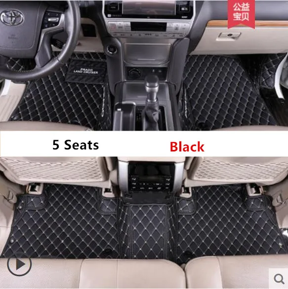 5 Seats Коврики для Toyota LAND CRUISER PRADO 150 2010- 5 и 7 мест ковры для ног автомобильные коврики высокое качество вышивка кожа - Название цвета: 5 Seats