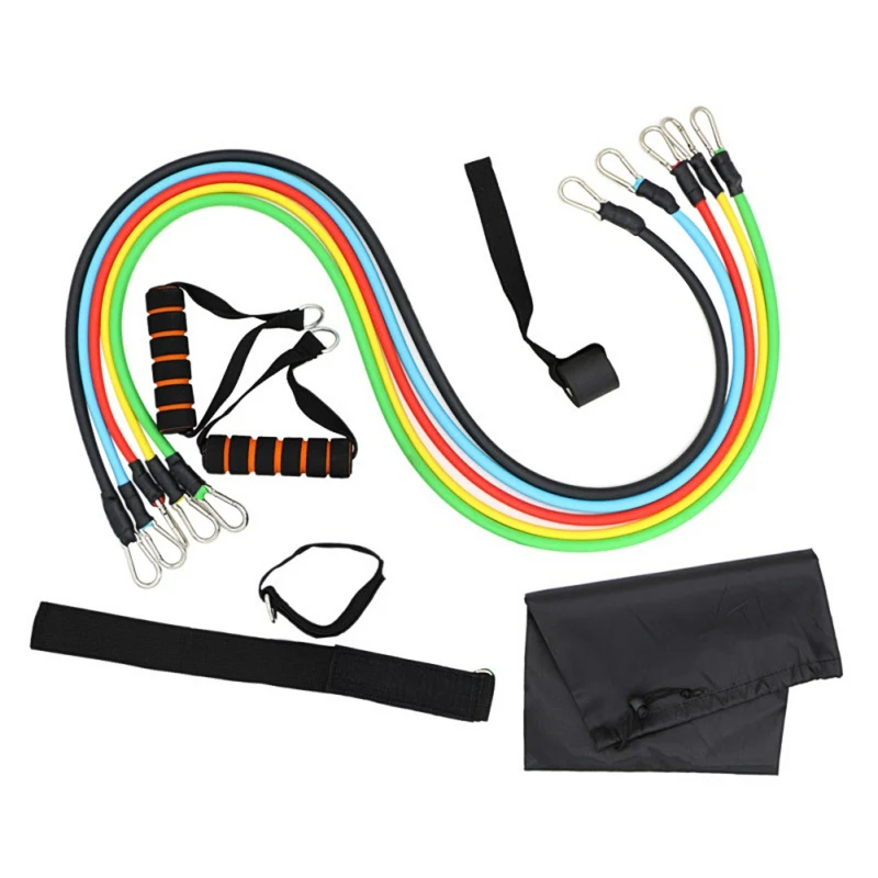 

11PCS Resistance Bands Tube Set Stretch home Training Rubber Expander Tubes Pilates Fitness Elastic Pull Rope Equipments