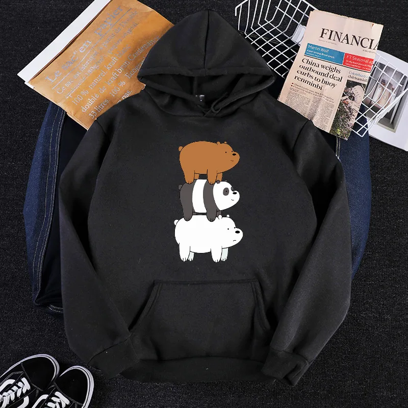 

2020 new spring and autumn long-sleeved hoodies women cartoon bears loose top round neck hoodie Sweatshirt trend hoody