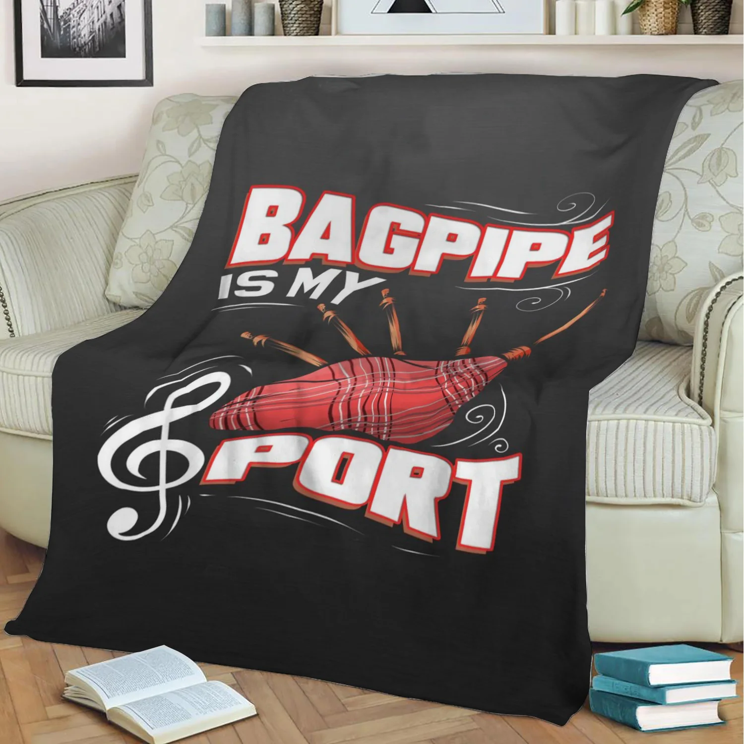Воспроизведение музыки Bagpipe плюшевое одеяло с 3D принтом накидка на диван