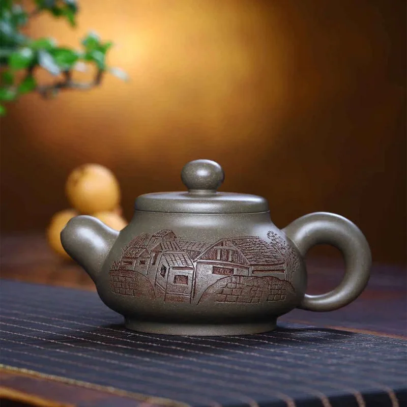 

Yixing Purple Clay Teapot Original Mine Qing Section Mud Road Hong Rong Tian Pot Kung Fu Tea Set Teapot Capacity 270ml