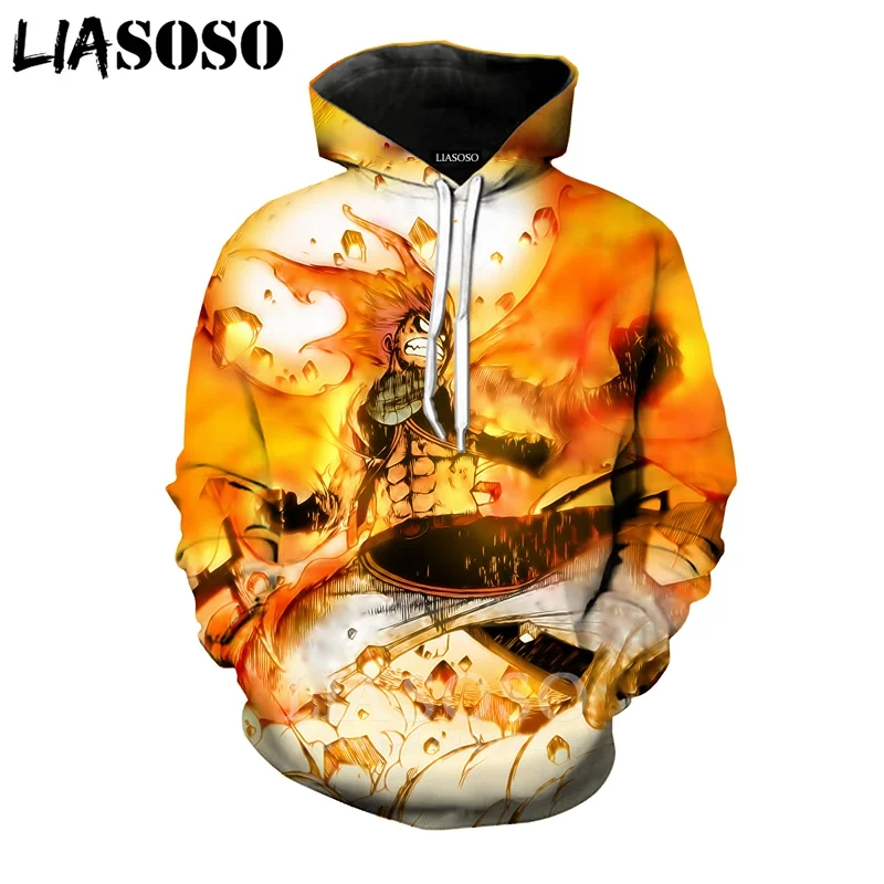 LIASOSO толстовка с хвостом Феи для мужчин и женщин Модный 3D принт аниме Нацу