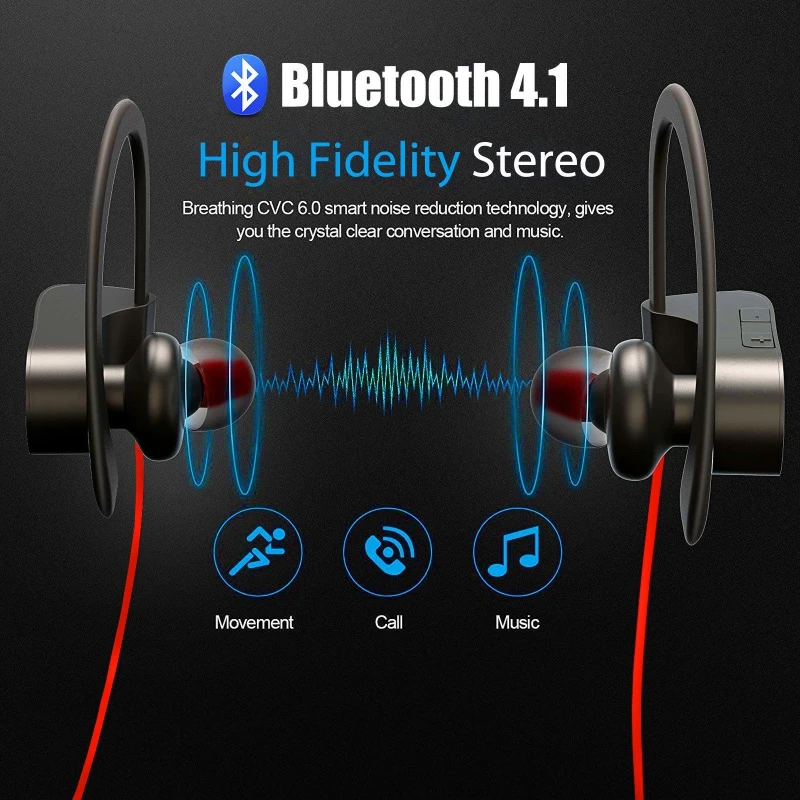 Bluetooth наушники Лучшие Беспроводные спортивные водонепроницаемые анти-осенние HD