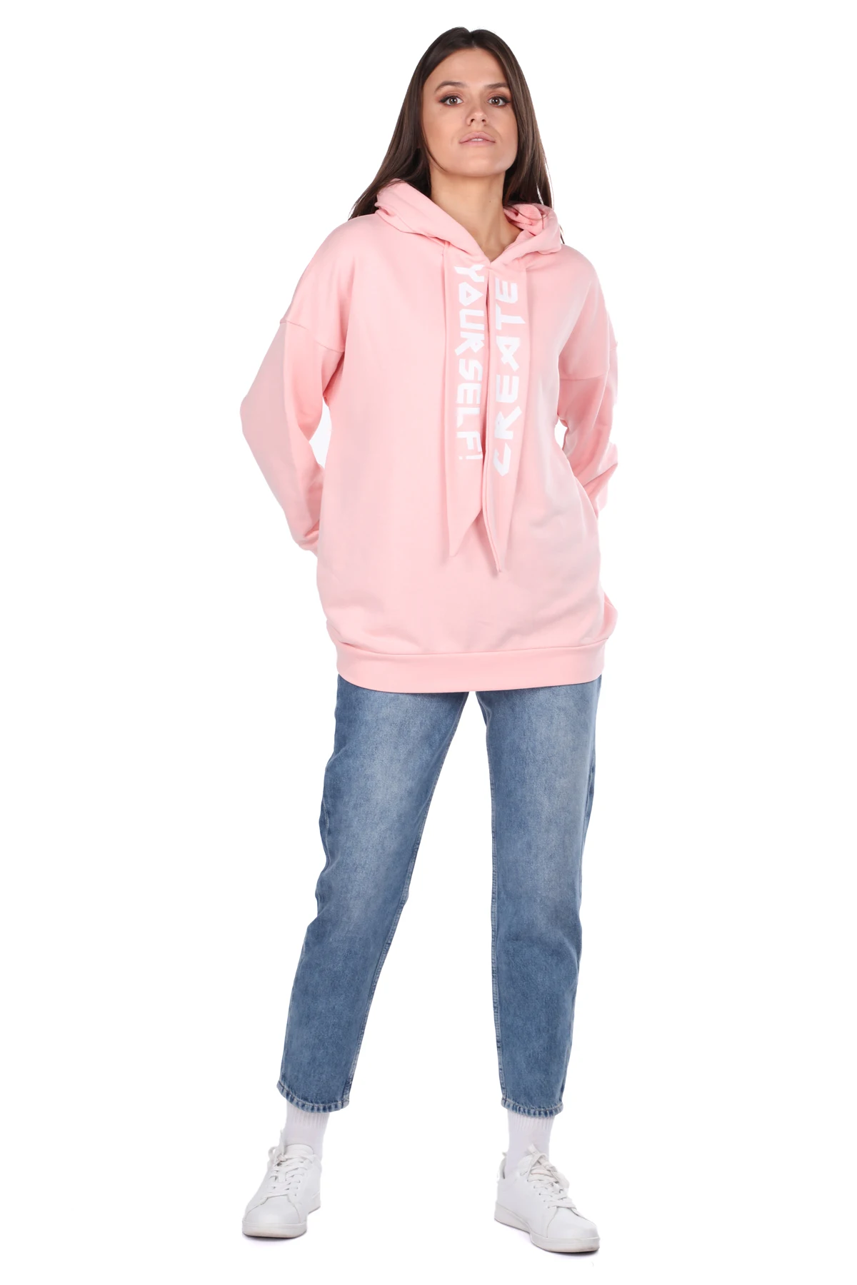 

Basic Pink Womens Sweatshirt With Hood